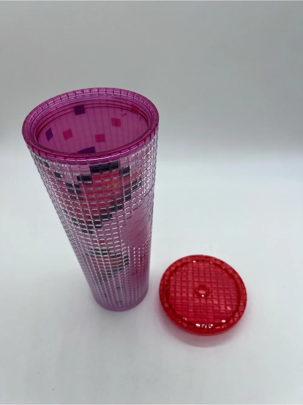 Starbucks Valentine’s Day 2025 Pink Pixel Tumbler with Red Accents